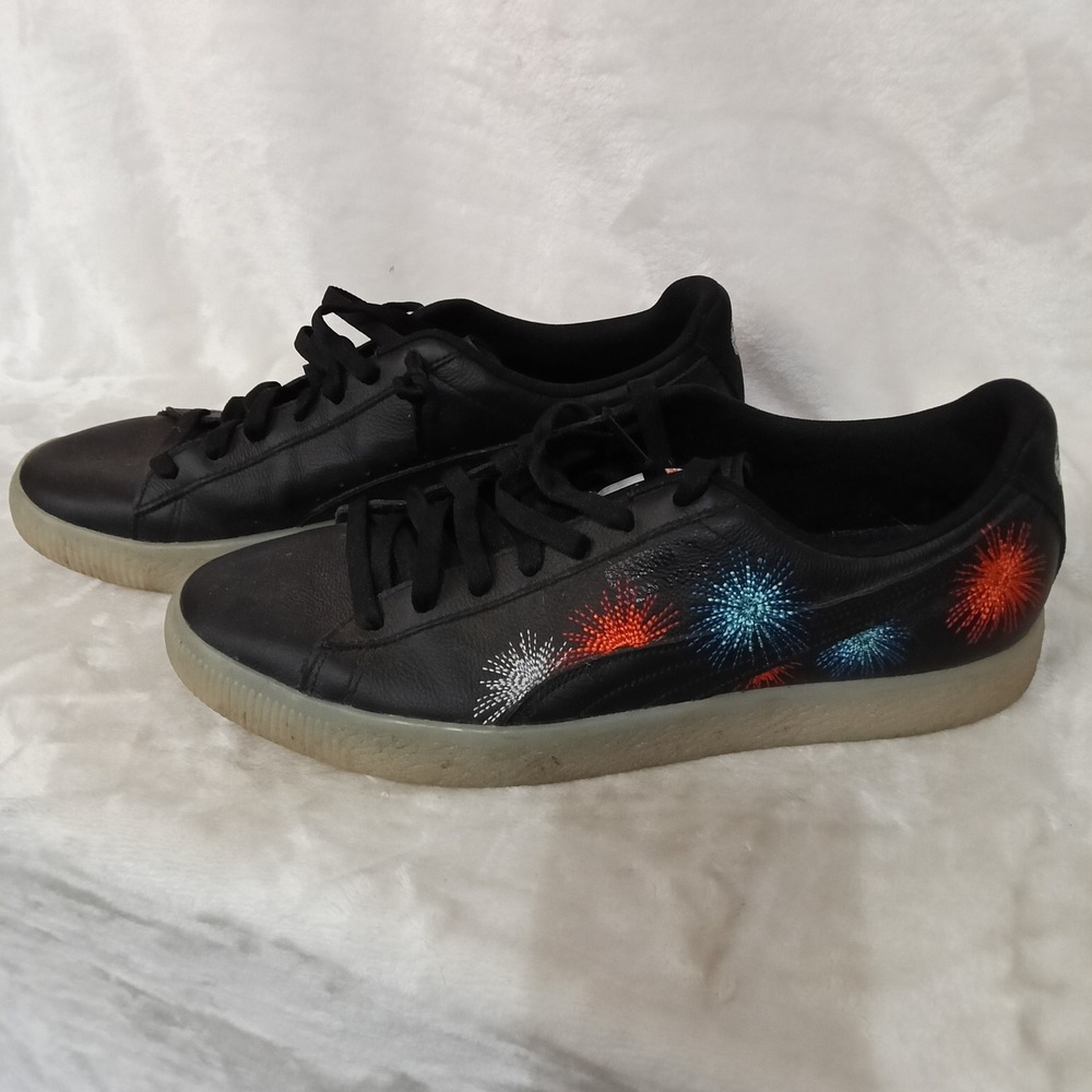 Puma States NYC Fireworks Black Leather Sneakers 380374-01 Mens 12